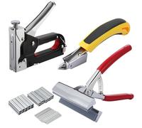 3 Pcs Canvas Stretching Tool Kit, Heavy Duty Stapler, Industrial Fastener Remover, 12cm Wide Art Plier with Spring-Return Handle, and 3000 T-Shaped Fasteners for Framing Upholstery Projects