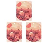 3 PCS Car Air Freshener Cards Personalized Architectural Patterns Automotive Air Fresheners Long-Lasting Double Sided Hanging Scented Card for Car Rearview Wardrobe Bathroom Black