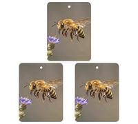 3 PCS Car Air Freshener Cards Personalized Bee Flying Automotive Air Fresheners Long-Lasting Double Sided Hanging Scented Card for Car Rearview Wardrobe Bathroom Black