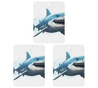 3 PCS Car Air Freshener Cards Personalized Blue Shark Automotive Air Fresheners Long-Lasting Double Sided Hanging Scented Card for Car Rearview Wardrobe Bathroom White