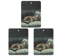 3 PCS Car Air Freshener Cards Personalized Cat on The Sofa Automotive Air Fresheners Long-Lasting Double Sided Hanging Scented Card for Car Rearview Wardrobe Bathroom Black