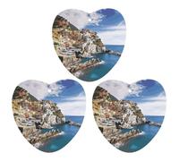 3 PCS Car Air Freshener Cards Personalized Cinque Terre Scenery Automotive Air Fresheners Long-Lasting Double Sided Hanging Scented Card for Car Rearview Wardrobe Bathroom White