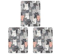 3 PCS Car Air Freshener Cards Personalized Cute Funny Grey Cats Pattern Automotive Air Fresheners Long-Lasting Double Sided Hanging Scented Card for Car Rearview Wardrobe Bathroom White