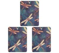 3 PCS Car Air Freshener Cards Personalized Dragonfly Automotive Air Fresheners Long-Lasting Double Sided Hanging Scented Card for Car Rearview Wardrobe Bathroom Black