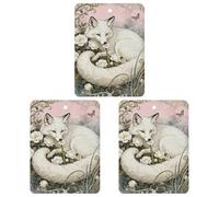 3 PCS Car Air Freshener Cards Personalized Fox Camellia Cluster Automotive Air Fresheners Long-Lasting Double Sided Hanging Scented Card for Car Rearview Wardrobe Bathroom Black