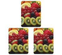 3 PCS Car Air Freshener Cards Personalized Fresh Fruit Automotive Air Fresheners Long-Lasting Double Sided Hanging Scented Card for Car Rearview Wardrobe Bathroom White