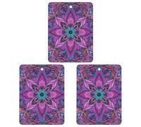 3 PCS Car Air Freshener Cards Personalized Mandala Stylized Automotive Air Fresheners Long-Lasting Double Sided Hanging Scented Card for Car Rearview Wardrobe Bathroom Black