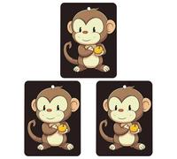 3 PCS Car Air Freshener Cards Personalized Monkey Fruit Automotive Air Fresheners Long-Lasting Double Sided Hanging Scented Card for Car Rearview Wardrobe Bathroom White