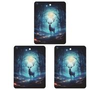 3 PCS Car Air Freshener Cards Personalized Moonlight Deer Automotive Air Fresheners Long-Lasting Double Sided Hanging Scented Card for Car Rearview Wardrobe Bathroom Black