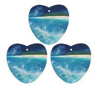 3 PCS Car Air Freshener Cards Personalized Ocean Beach Theme Automotive Air Fresheners Long-Lasting Double Sided Hanging Scented Card for Car Rearview Wardrobe Bathroom Black