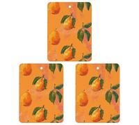 3 PCS Car Air Freshener Cards Personalized Orange Mango Pattern Automotive Air Fresheners Long-Lasting Double Sided Hanging Scented Card for Car Rearview Wardrobe Bathroom Black