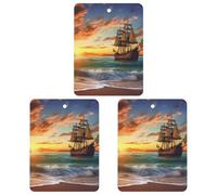 3 PCS Car Air Freshener Cards Personalized Pirate Ship Automotive Air Fresheners Long-Lasting Double Sided Hanging Scented Card for Car Rearview Wardrobe Bathroom White