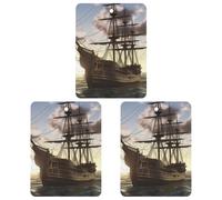 3 PCS Car Air Freshener Cards Personalized Pirate Ship Automotive Air Fresheners Long-Lasting Double Sided Hanging Scented Card for Car Rearview Wardrobe Bathroom Black