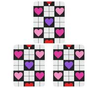 3 PCS Car Air Freshener Cards Personalized Plaid Hearts Automotive Air Fresheners Long-Lasting Double Sided Hanging Scented Card for Car Rearview Wardrobe Bathroom Black