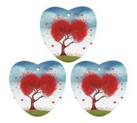 3 PCS Car Air Freshener Cards Personalized Red Hart with Tree Automotive Air Fresheners Long-Lasting Double Sided Hanging Scented Card for Car Rearview Wardrobe Bathroom White