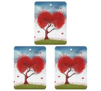 3 PCS Car Air Freshener Cards Personalized Red Hart with Tree Automotive Air Fresheners Long-Lasting Double Sided Hanging Scented Card for Car Rearview Wardrobe Bathroom White