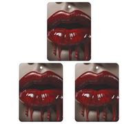 3 PCS Car Air Freshener Cards Personalized Red Lips Automotive Air Fresheners Long-Lasting Double Sided Hanging Scented Card for Car Rearview Wardrobe Bathroom Black