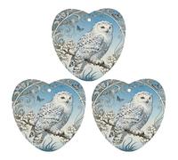 3 PCS Car Air Freshener Cards Personalized Snowy Owl Cornus Automotive Air Fresheners Long-Lasting Double Sided Hanging Scented Card for Car Rearview Wardrobe Bathroom White