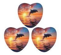 3 PCS Car Air Freshener Cards Personalized Sunset Dolphin Automotive Air Fresheners Long-Lasting Double Sided Hanging Scented Card for Car Rearview Wardrobe Bathroom Black
