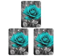 3 PCS Car Air Freshener Cards Personalized Teal Grey Rose Automotive Air Fresheners Long-Lasting Double Sided Hanging Scented Card for Car Rearview Wardrobe Bathroom White