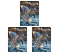 3 Pcs Car Air Fresheners Hanging Fragrance Scented Cards Auto Tablets Rearview Mirror Pendant Dolphin Playing Car Fresheners for Auto Interior Bedroom Wardrobe Shoe Cabinet