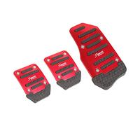 3 PCS Car Non-Slip Aluminum Alloy Pedal Pads, Manual/Automatic Gearbox Gas Pedal Brake Pedal Cover, Anti-rubbing Car Clutch Pedal Kits, Auto Universal Replacement Accessories (Red)