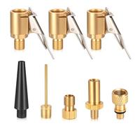 3 Pcs Car Valve Lever Plug Air Chuck Tyre Inflator Connector & 5 Schrader to Presta Valve Adapter Set, Brass Tire Air Chucks for Tires Bike Pump Clips Adaptor, DV AV SV BikeAir Pump Nozzle Set