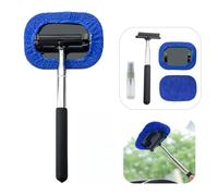 3 pcs Car Window Cleaner Kit,Dual-purpose Car Squeegee,Retractable Windshield Cleaner Tool，2 Reusable Pads and 1 Spray Bottle,304 Stainless Steel Windscreen Cleaner Tool for All Vehicles