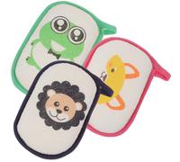 3 Pcs Cartoon Shower Sponge Cotton Bath Scrubber | Absorbent Body Cleanser, Safe Comfortable Daily Deep Cleaning, Animal Shape, Bath Use Random Color