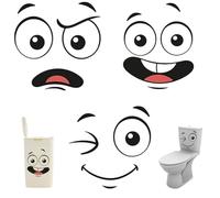 3 Pcs Cartoon Smiley Stickers, Self-Adhesive Waterproof PVC Large Decorative Decals for Wall Fridge Bin Indoor Outdoor Home Decor, Size 30x21cm