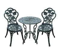 3 Pcs Cast Aluminum Bistro Set-Green