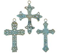 3 Pcs Cast Iron Crosses Wall Decor, 5.1" x 6.5" Metal Decorative Cross Wall Hanging, Small Antique Spiritual Crosses Wall Art, Beautiful Cross Set Decorations for Home Living Room Office Wedding