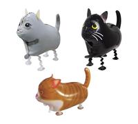3 Pcs Cat Foil Balloon Set - Themed Birthday & Baby Shower Decor, Walking Animal Party Supplies