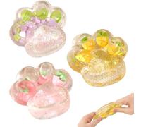 3 Pcs Cat Paw Taba Squishy, Fruit Cat Claw, Cat Paw Strawberry Pink/Kiwi Green/Pineapple Yellow, Fufu Fidget Stress Relief Squishies Toy, Anxiety Relief Squeeze Supplies Gifts For Adults Children