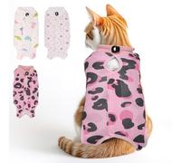 3 PCS Cat Recovery Suit for Spay Abdominal Wounds Female, Cat Onesie for Cats After Surgery, Cat Surgery Recovery Suit Breathable E-Collar Alternative Kitten Onesie for Cats Anti Licking