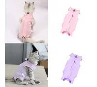 3 PCS Cat Recovery Suit for Spay Abdominal Wounds Female, Cat Onesie for Cats After Surgery, Surgery Recovery Suit Breathable Alternative Kitten Onesie for Cats Anti Licking (Pure(2 PCS), L)