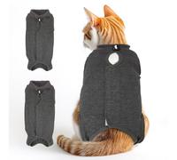 3 PCS Cat Recovery Suit for Spay Abdominal Wounds Female, Cat Onesie for Cats After Surgery, Surgery Recovery Suit Breathable Alternative Kitten Onesie for Cats Anti Licking (Grey(2 PCS), M)
