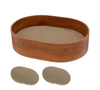 3 Pcs Cat Scratching Board with Box Oval Corrugated Cardboard Oval Scratch Bed Double Sided Reversible Cat Scratcher Bed Recycle Kitty Scratcher Bowl for Furniture Protection