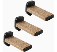 3 Pcs Cat Wall Steps, Cat Shelves and Perches for Wall, Wall-Mounted Cat Climbing Shelf with Hemp Rope Covered, Cat Wall Furniture Steps Set with Scratching Pads for Cats Playing and Climbing (Black)