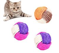 3 Pcs Cat Toy Ball Sisal Ball Pet Scratching Ball Animals Interactive Toy Ball Interactive Cat Rolling Ball Environmentally Friendly Kitten Balls for Cats Kitten Dog Playing Chewing (Random Color)