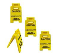 3 pcs Caution Overstimulated Desk Sign,Humorous Office Decor Novelty Desk Decor Gag Gift,Do not Approach Sign for Coworker Teammate Employee Boss