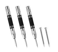 3 PCS Centre Punch, Set Automatic Spring Loaded Centre Punch Tool with 2 Replacement Tips, 5 Inch Adjustable One Hand Operation for Metal Wood Glass Precision Marking DIY Tool