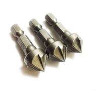 3 Pcs Chamfer Drill Bits Set with 6 Flute HCS Design for Deburring and Chamfering Wooden and Plastic Plates