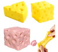 3 Pcs Cheese Squishy Kits, with 1 Pcs Lid Squishy Cheeses Lovely Big Cheese Squishys Pink and Yellow Squishies Cheeses, for Sensory Stimulation and Focus Assistance Stress Relief Tool