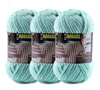 3 Pcs Chenille Yarn for Crocheting - Chunky Blanket Yarn for Hand Knitting - Velvet Yarn for Amigurumi Crochet, Fluffy Soft Yarns Weight 300g/10.59oz, Length 360m/393.6yard (Aqua Green)