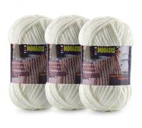 3 Pcs Chenille Yarn for Crocheting - Chunky Blanket Yarn for Hand Knitting - Velvet Yarn for Amigurumi Crochet, Fluffy Soft Yarns Weight 300g/10.59oz, Length 360m/393.6yard (Milky White)
