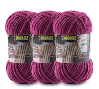 3 Pcs Chenille Yarn for Crocheting - Chunky Blanket Yarn for Hand Knitting - Velvet Yarn for Amigurumi Crochet, Fluffy Soft Yarns Weight 300g/10.59oz, Length 360m/393.6yard (Violet)