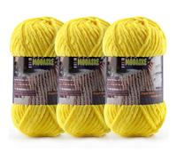3 Pcs Chenille Yarn for Crocheting - Chunky Blanket Yarn for Hand Knitting - Velvet Yarn for Amigurumi Crochet, Fluffy Soft Yarns Weight 300g/10.59oz, Length 360m/393.6yard (Golden Yellow)