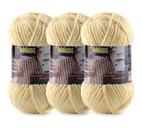 3 Pcs Chenille Yarn for Crocheting - Chunky Blanket Yarn for Hand Knitting - Velvet Yarn for Amigurumi Crochet, Fluffy Soft Yarns Weight 300g/10.59oz, Length 360m/393.6yard (Yellowish)