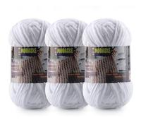 3 Pcs Chenille Yarn for Crocheting - Chunky Blanket Yarn for Hand Knitting - Velvet Yarn for Amigurumi Crochet, Fluffy Soft Yarns Weight 300g/10.59oz, Length 360m/393.6yard (White)